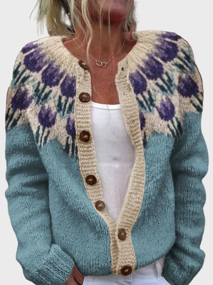 Knitted Gilet with Floral Design