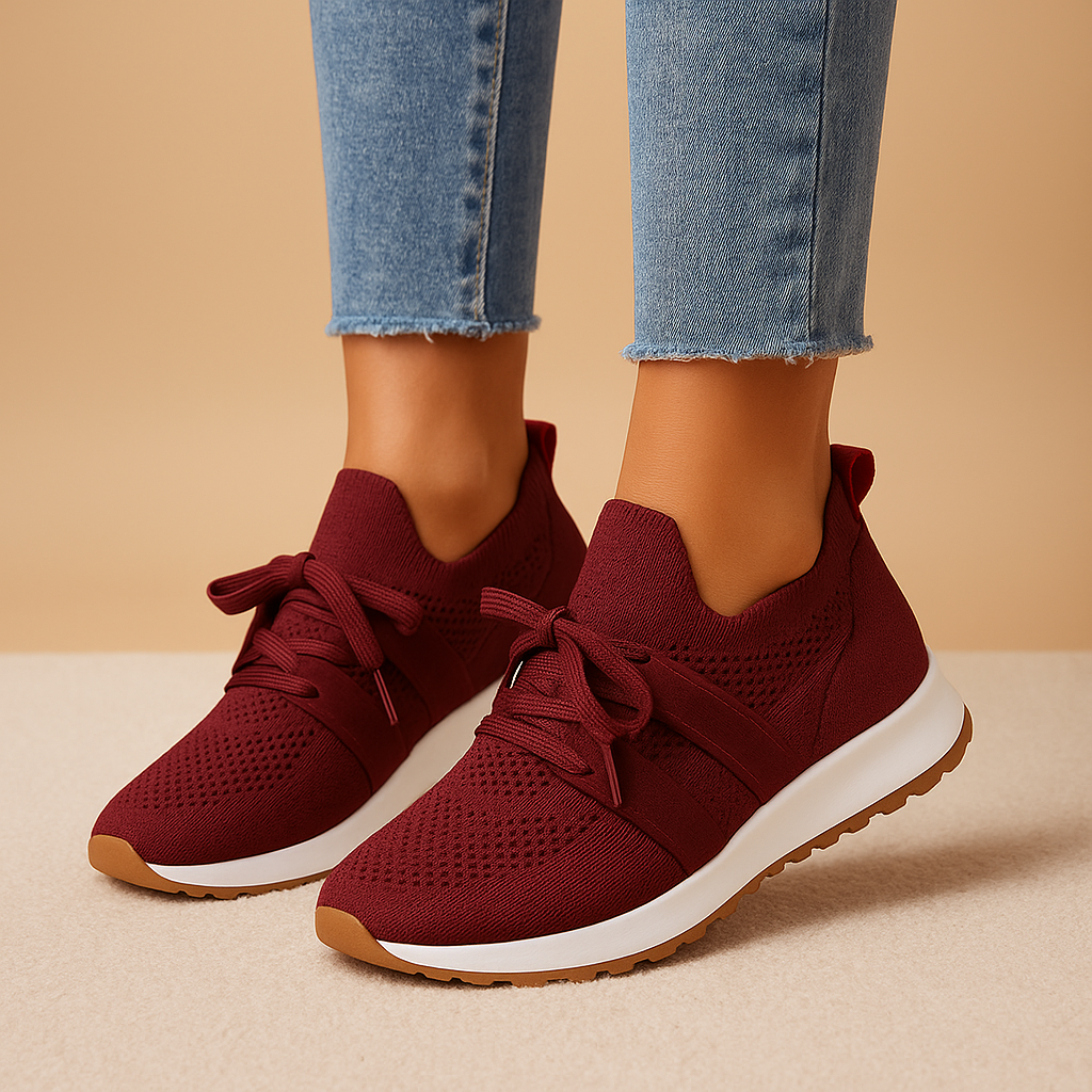 Casual sneakers voor dames met vetersluiting, ademend materiaal en zachte binnenzool, perfect voor dagelijks gebruik en comfort tijdens het lopen.