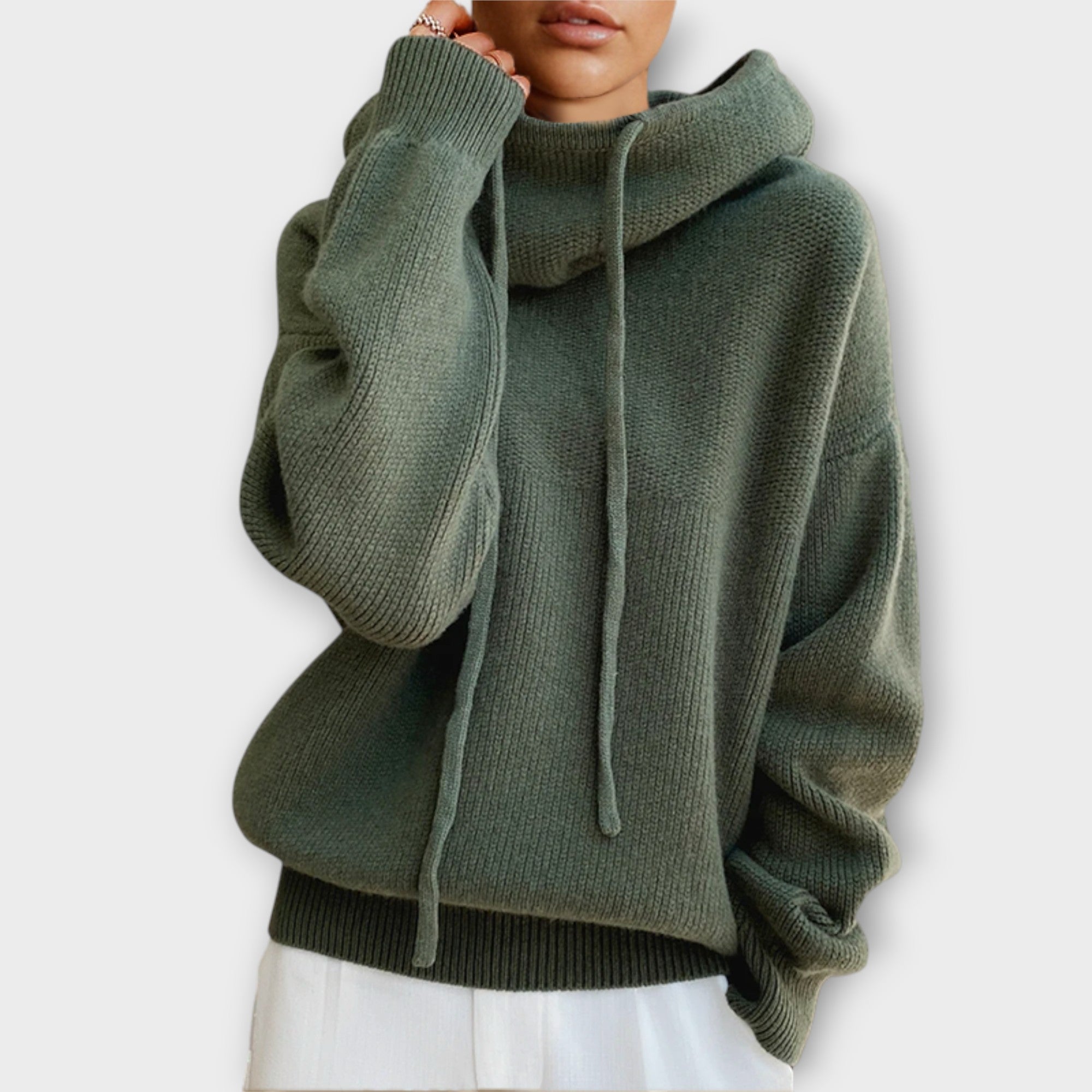 Cozy Relaxed Drawstring Turtleneck Sweater