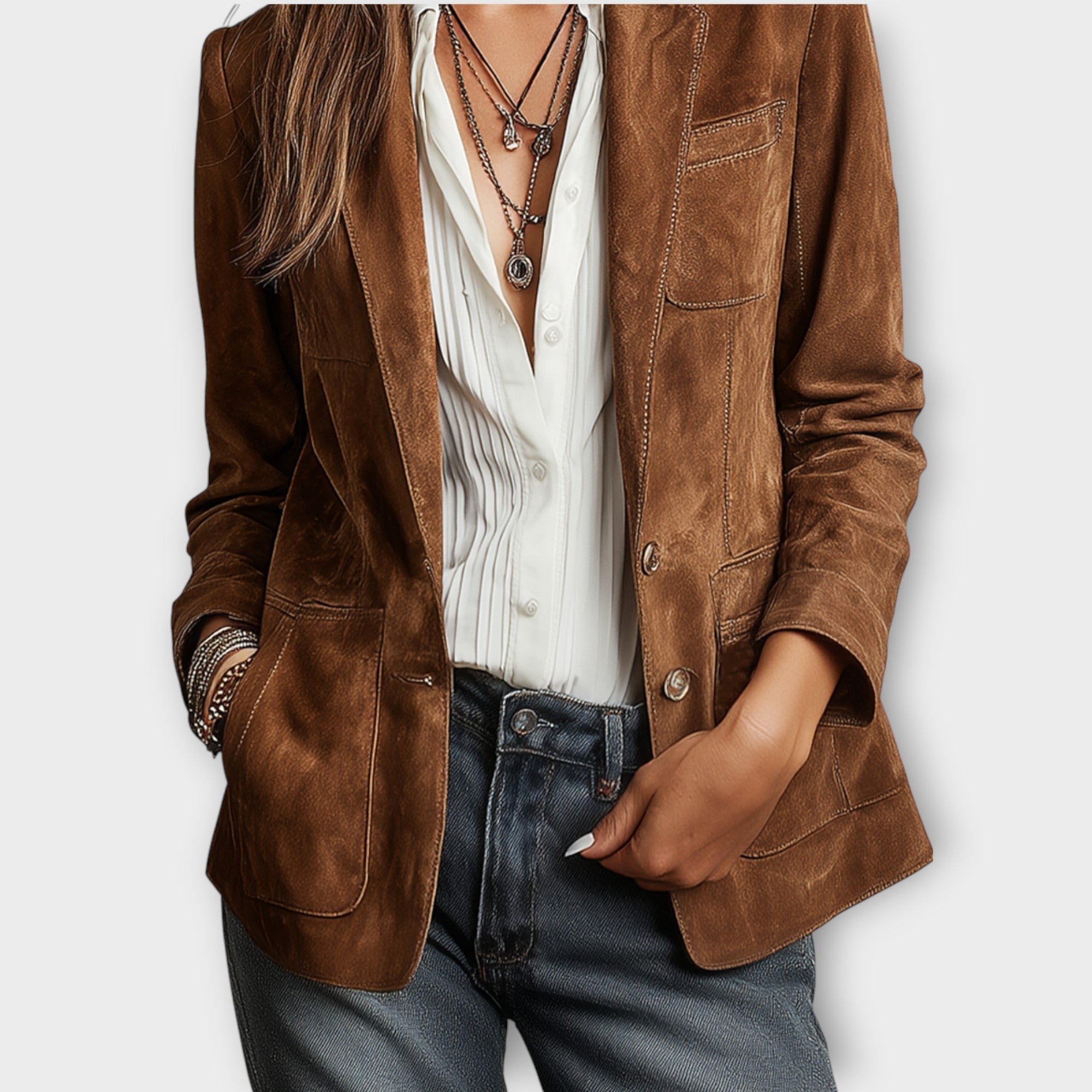 Vintage Brown Suede Blazer