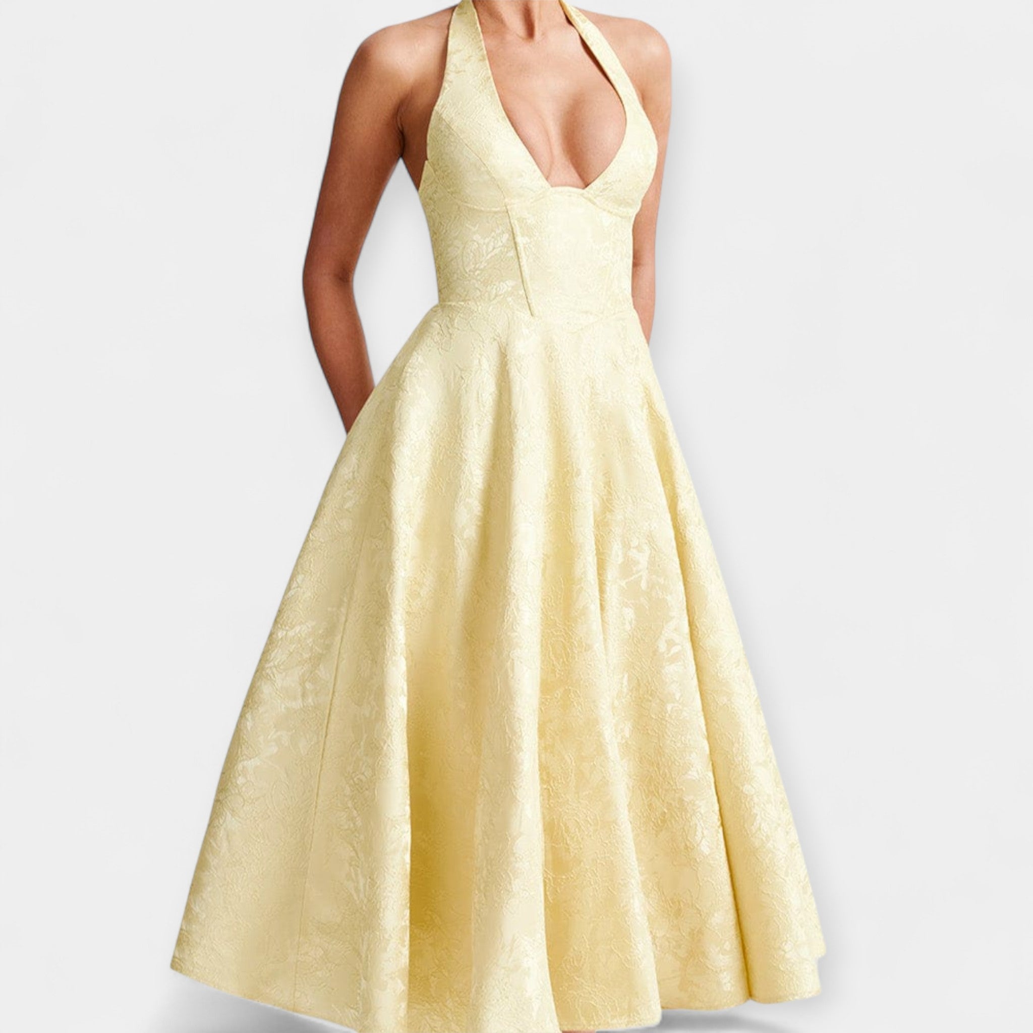 Midi Dress with Open Back and Stylish Corset