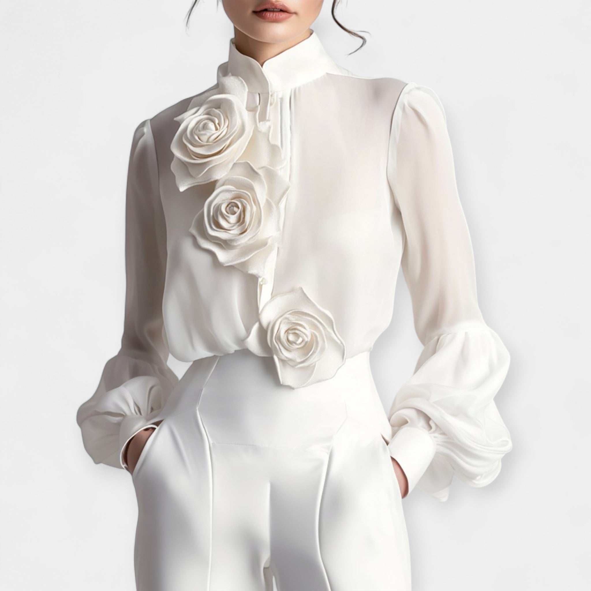 Blouse with 3D Roses