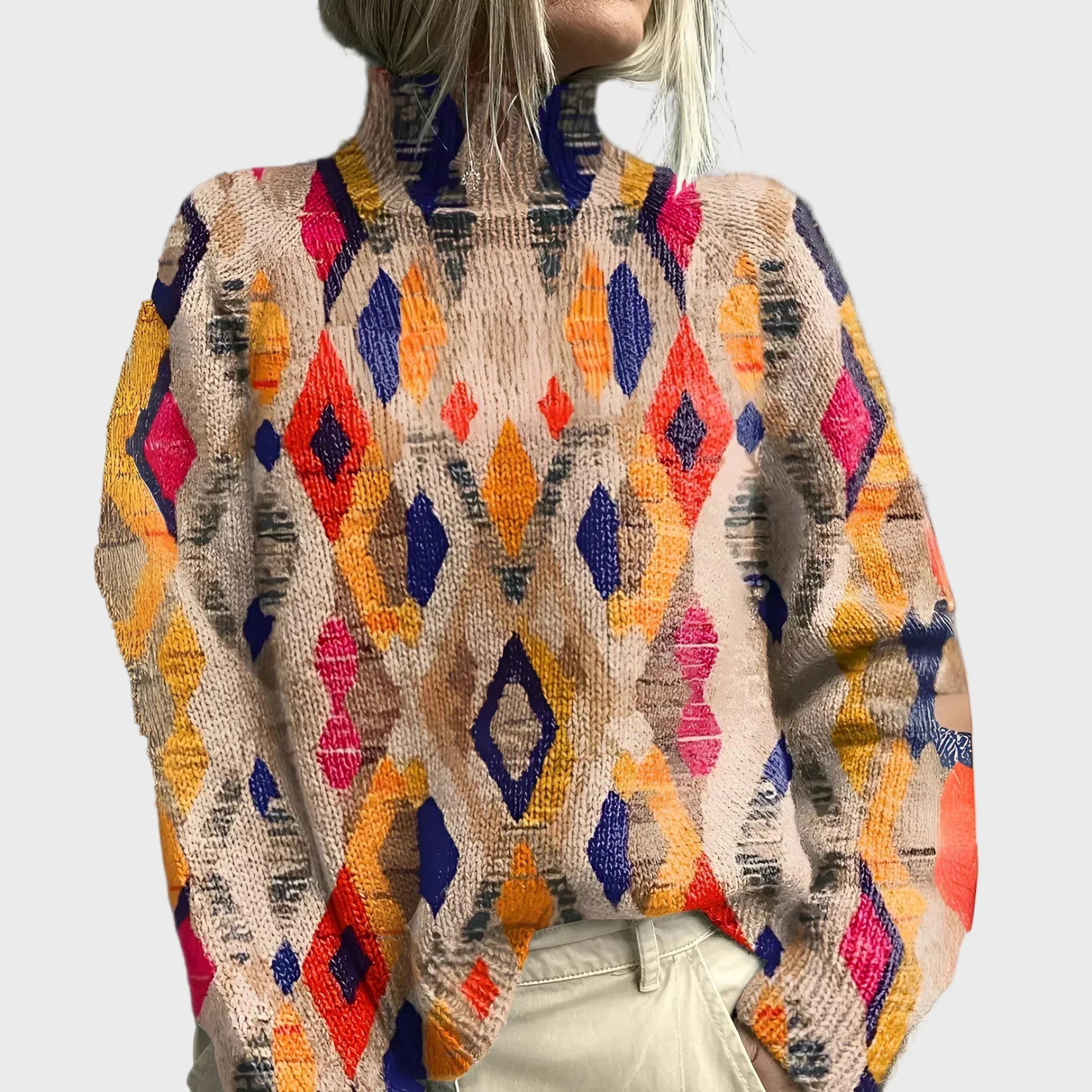 Knitted Turtleneck with Geometric Design