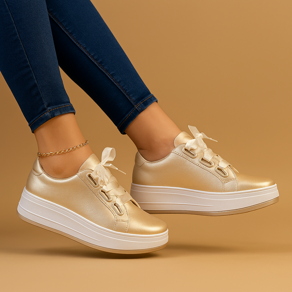 Dames retro sneakers met klassieke vorm, ronde neus en platte zool, ideaal voor casual outfits met een vintage uitstraling.