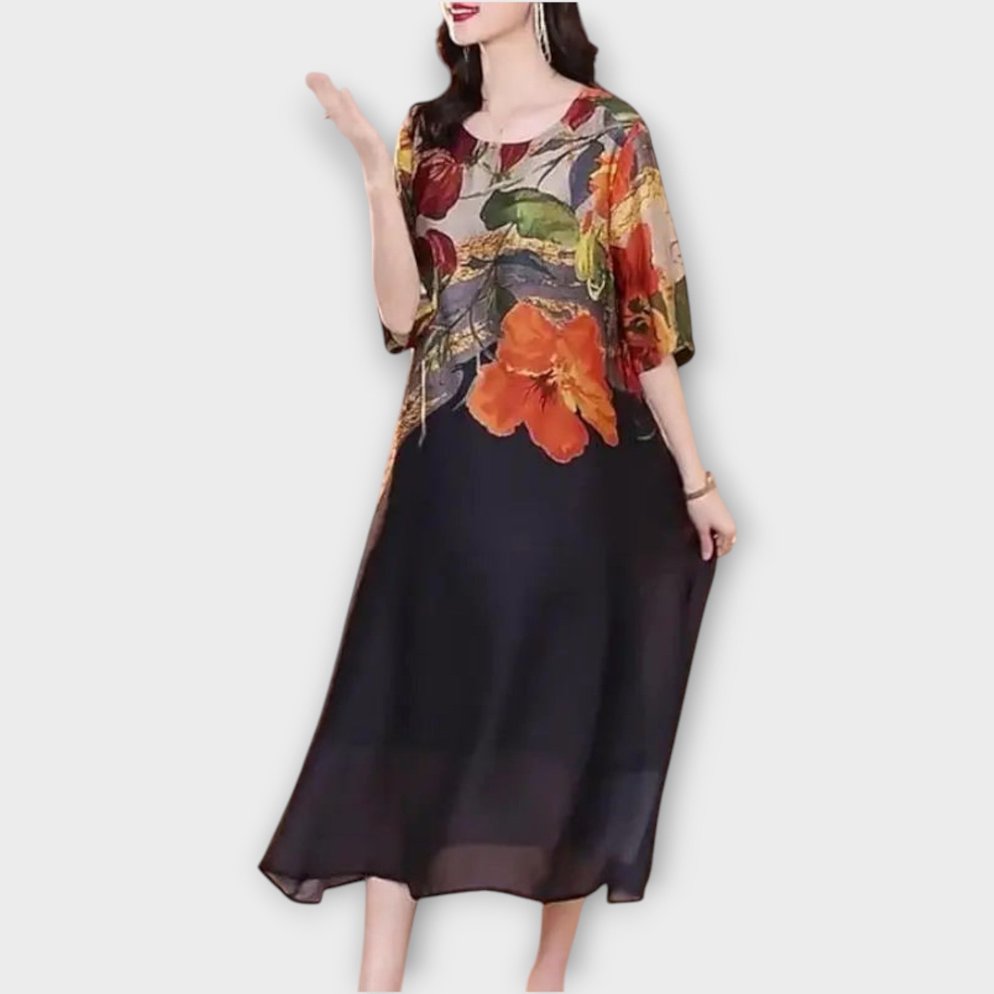 Elegant Floral Print Maxi Dress