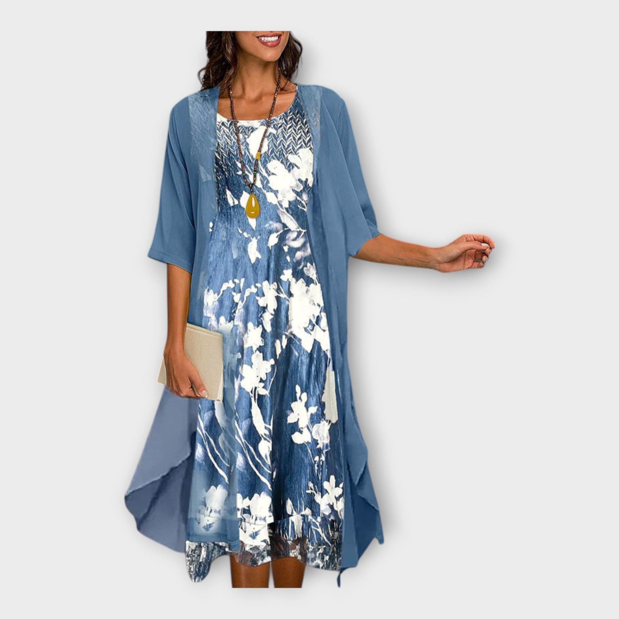 Airy Dress with Outer Jacket and Patterns