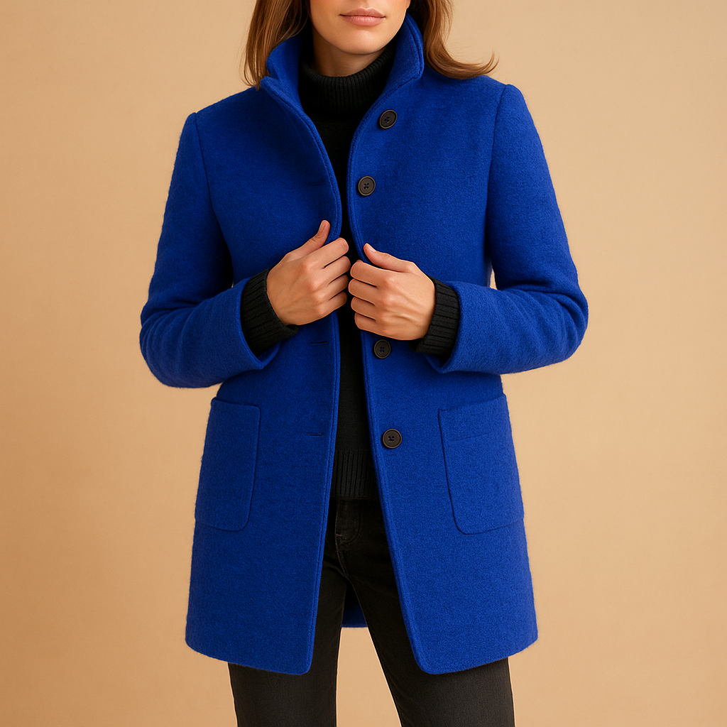 Zachte winterjas voor dames met relaxte pasvorm en tijdloze details. Elegant, warm en comfortabel, ideaal voor dagelijkse winterse gelegenheden.